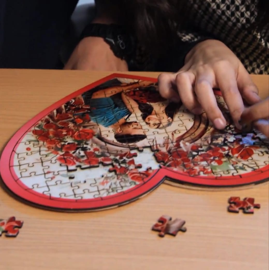 Personalized Puzzle Painting- Red Love (Heart) | Wooden Puzzle