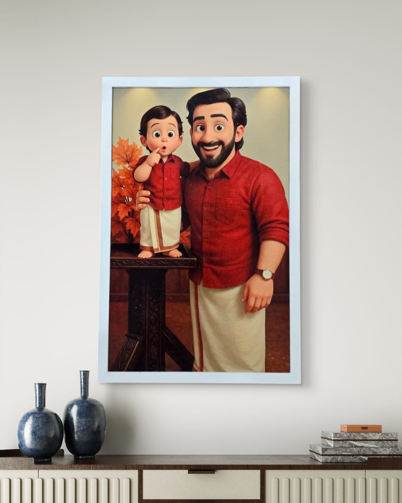 Customizable Wooden Pixar Style Frame for Couples, Friends and Family for Gifting