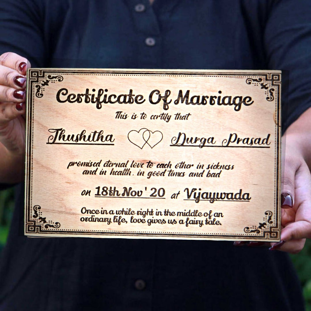Marriage certificate Wooden Carved Premium, Play Creative