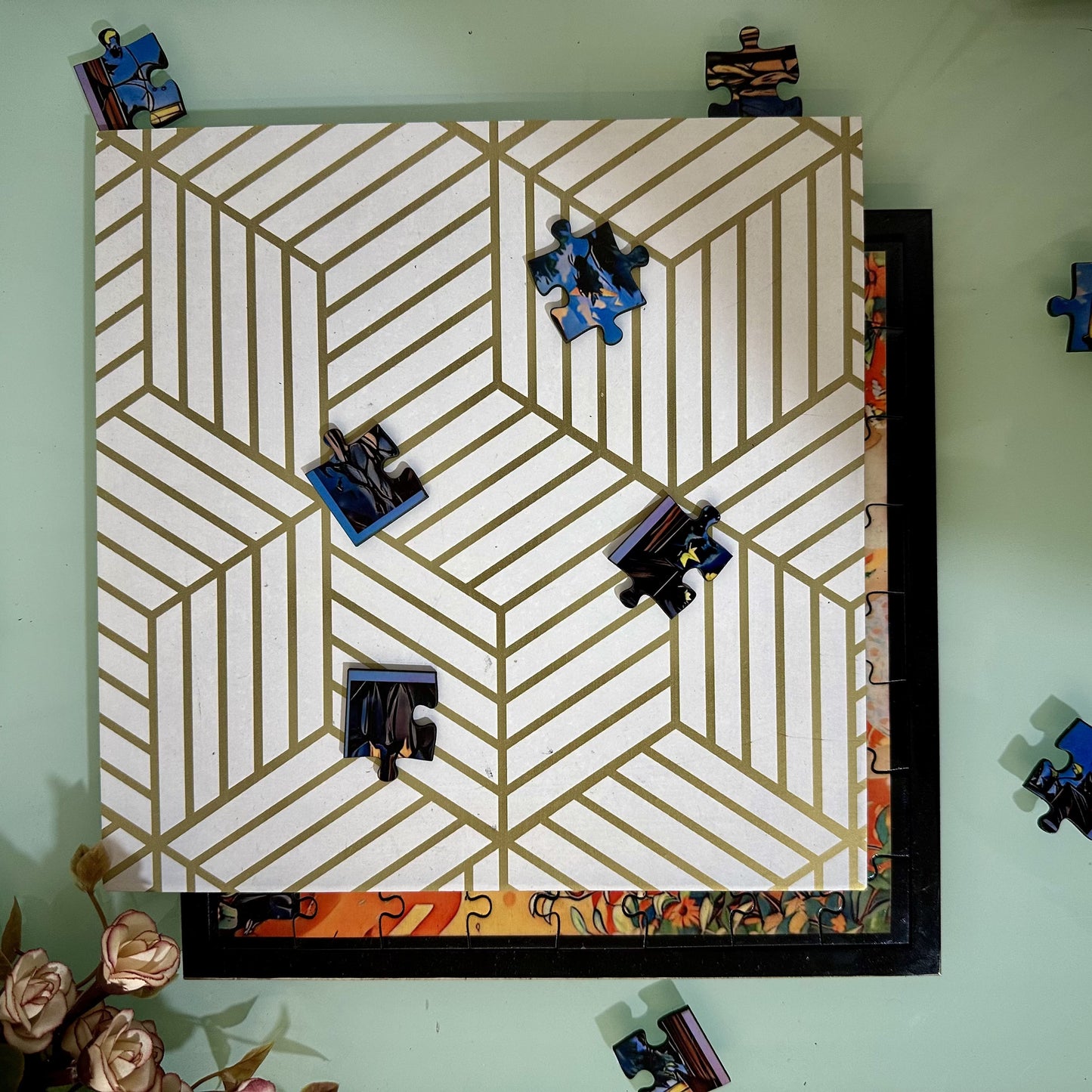 Personalized Puzzle Painting- Floral Fantasy | Framed Puzzle (Optional) | Wooden Puzzle