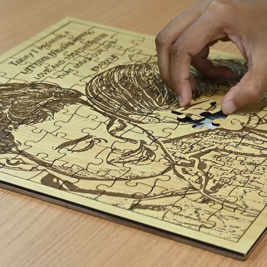Personalized Wooden Engraved Puzzle - Choose your size, Upload your photo. Order Now!