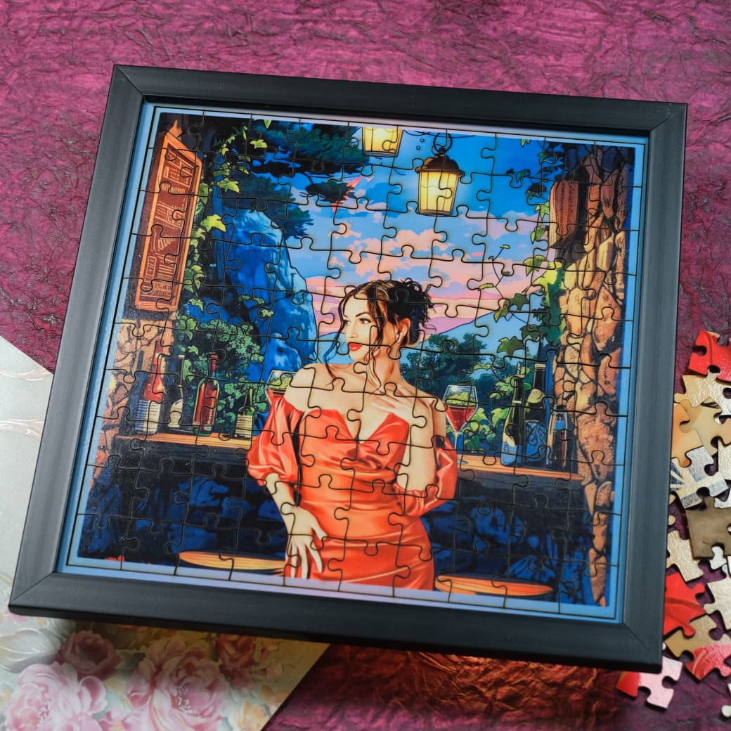 personalized wooden puzzle with frame display premium gifting keepsake