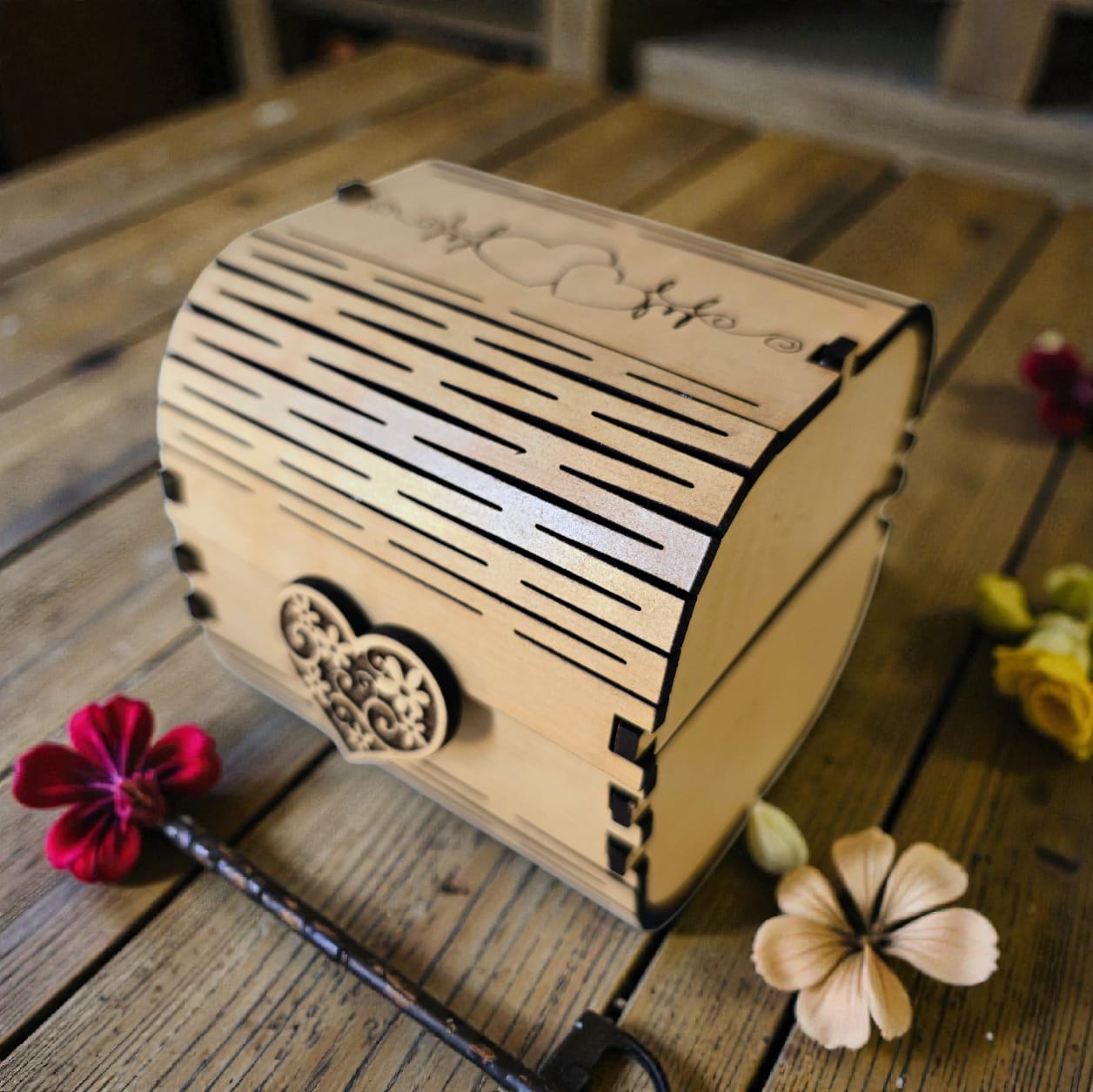 Personalized Voice Message Gift Box with Customized Wooden Keychain