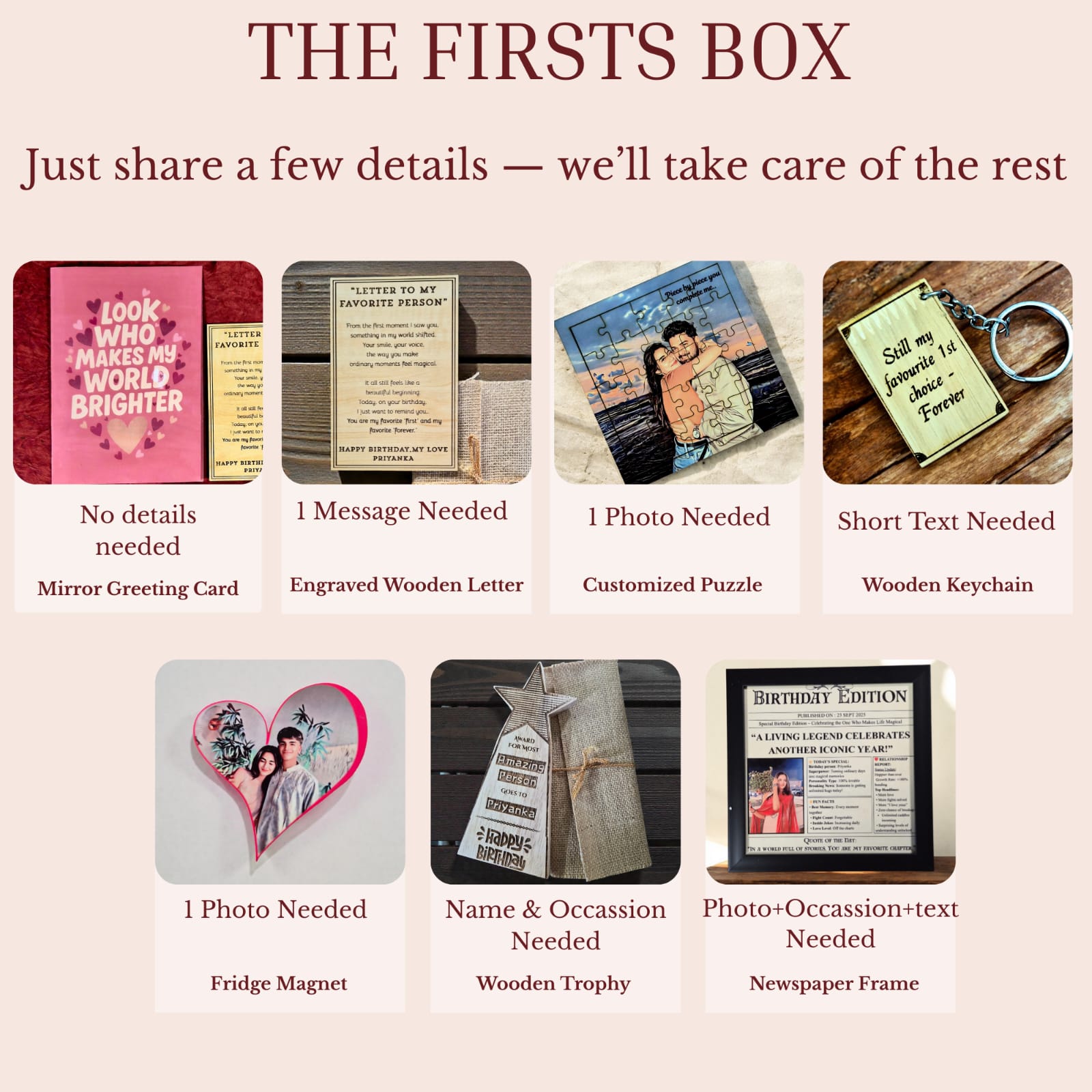 The Firsts Box | Personalized First Anniversary & Birthday Gift for Couples