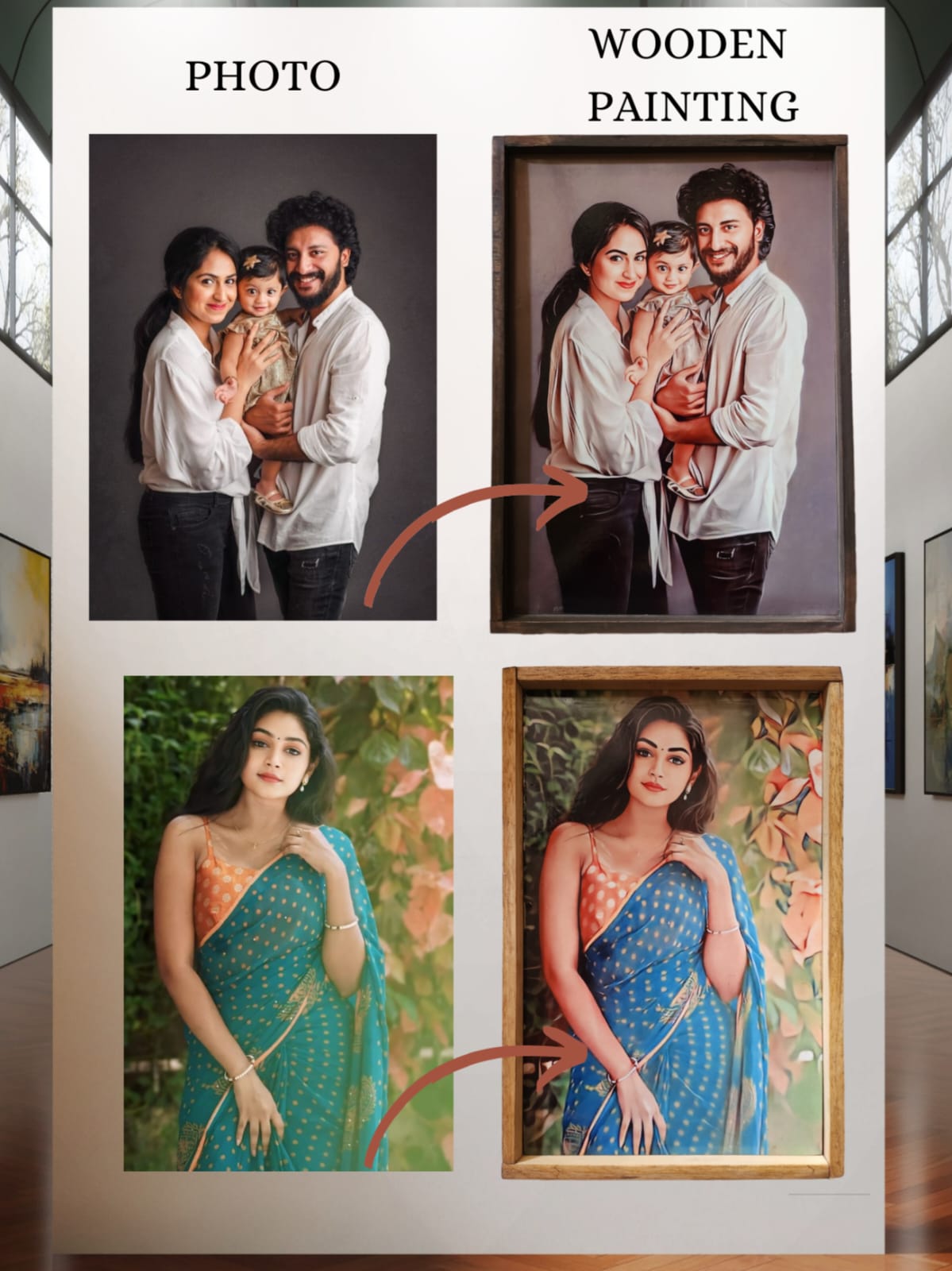 Personalized Wooden Painting Photo Frame - 6x9 Inch