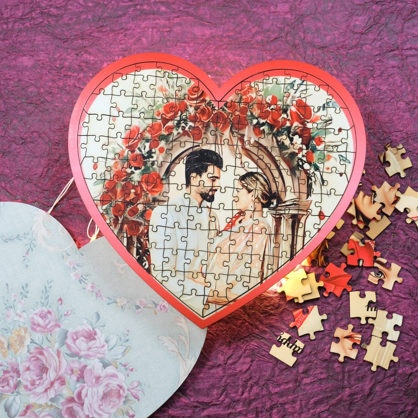 Wooden Puzzle Painting- Red Love (Heart)