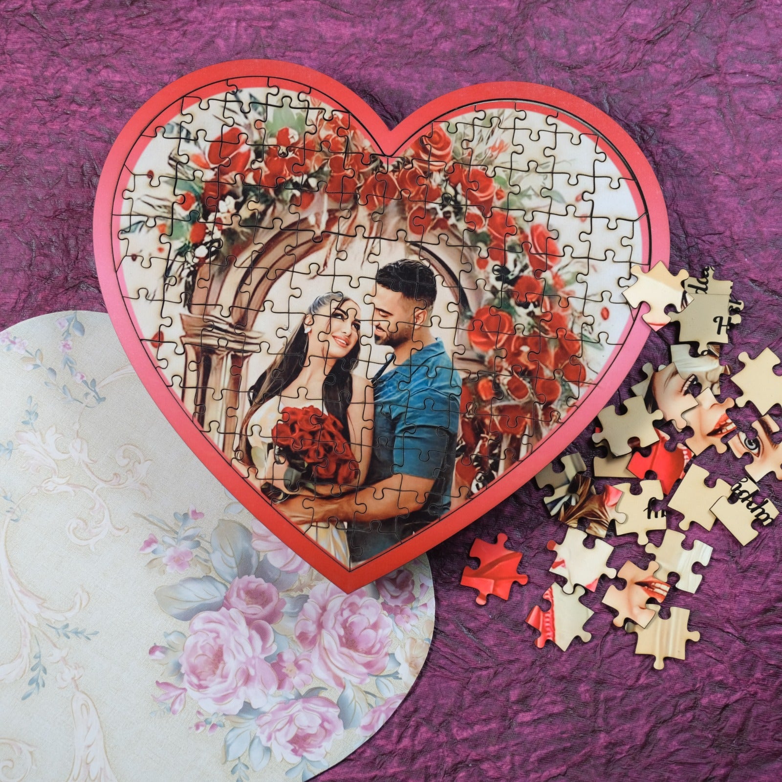 Personalized Puzzle Painting- Red Love (Heart) | Wooden Puzzle