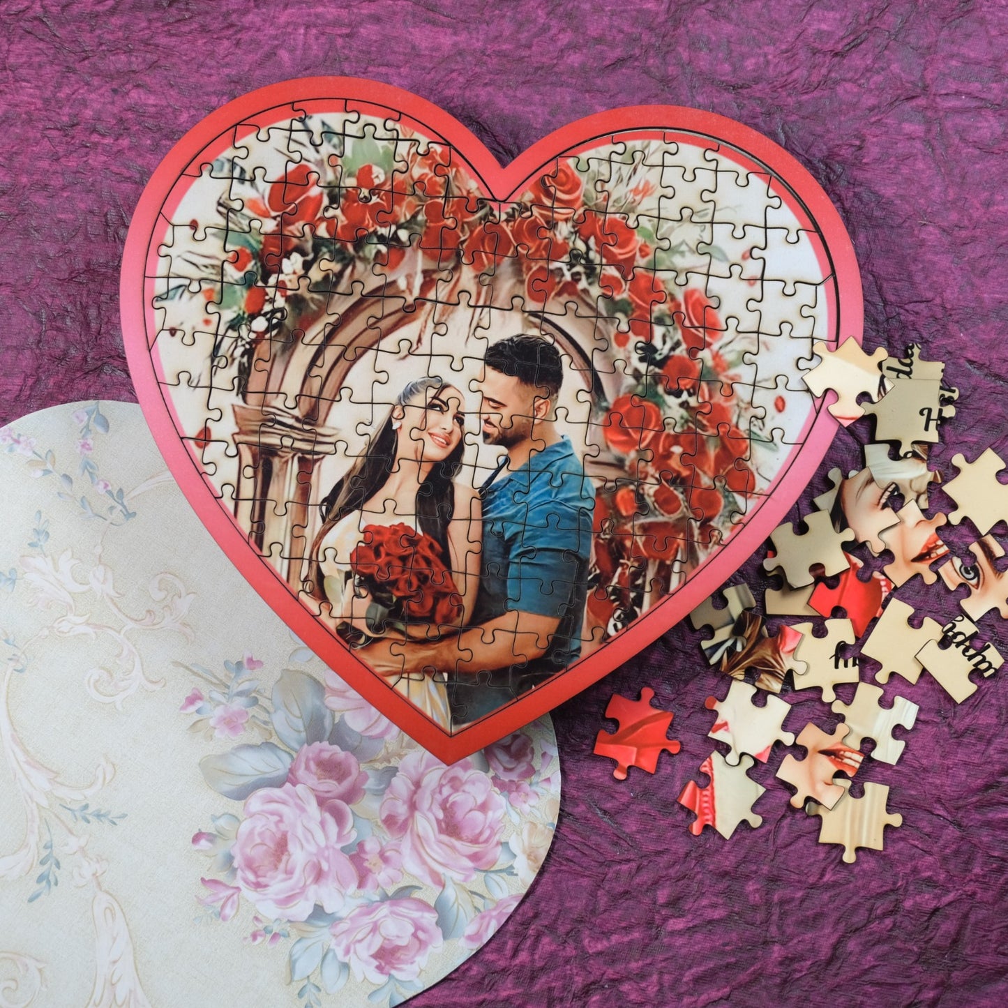 Wooden Puzzle Painting- Red Love (Heart)