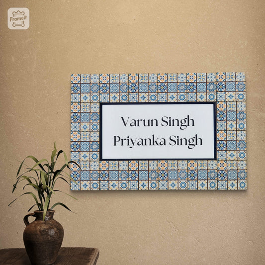 Wooden tile pattern Nameplate -4