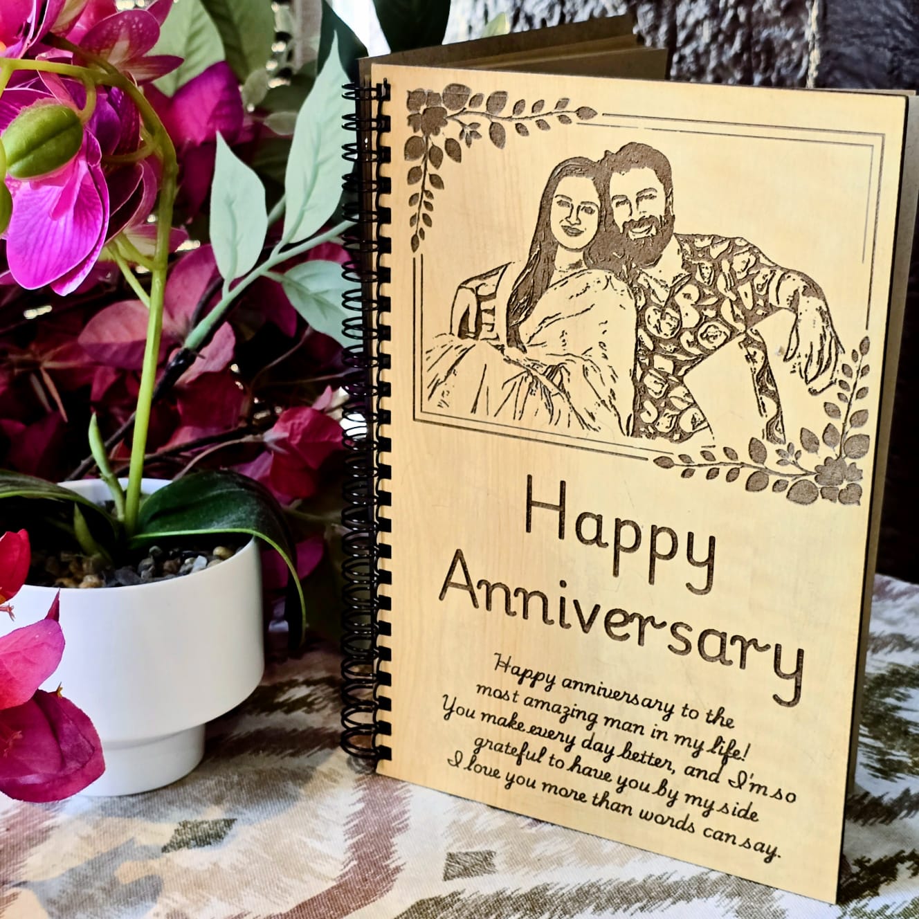 Personalized Wooden First Anniversary Diary | Wedding Memory Journal
