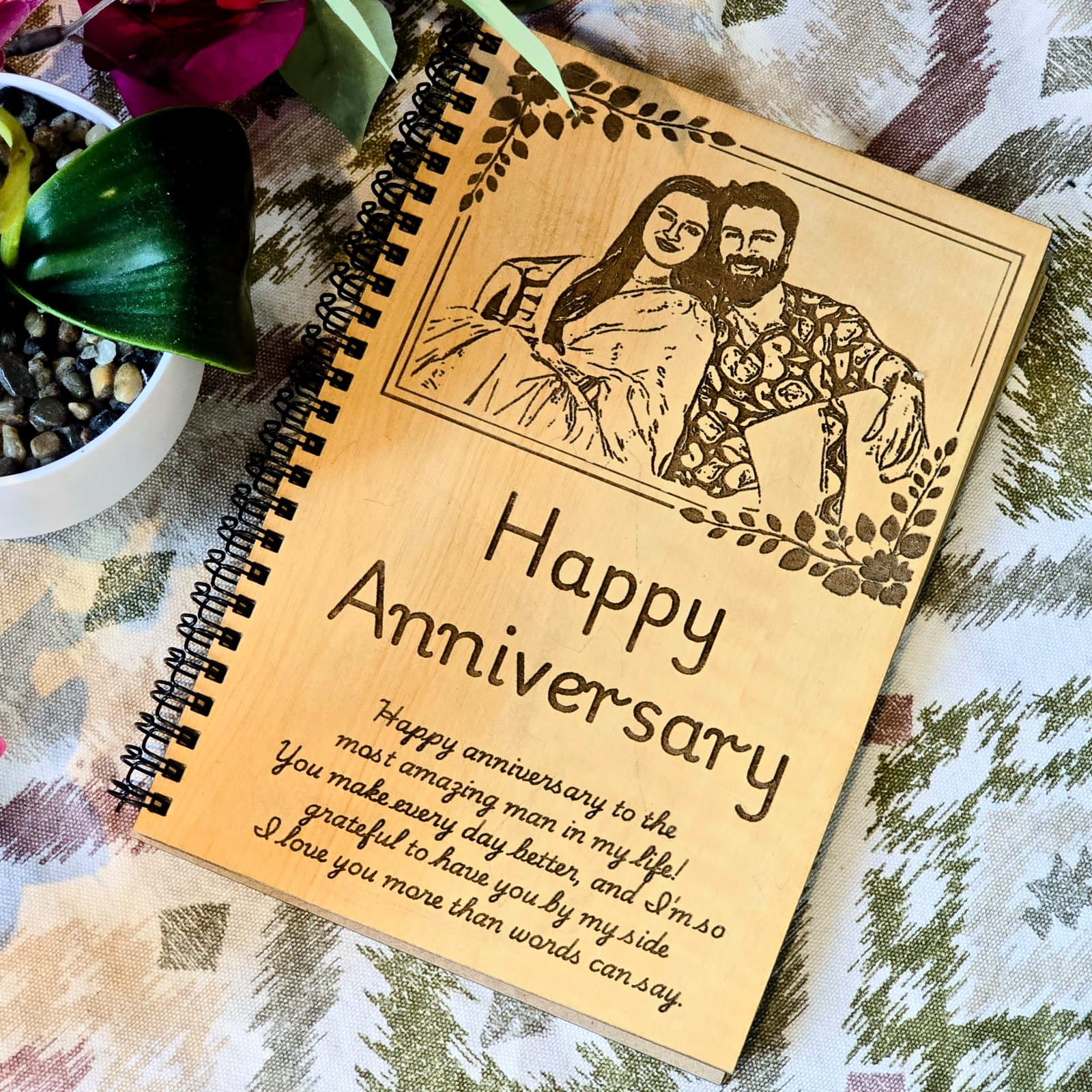 Personalized Wooden First Anniversary Diary | Wedding Memory Journal