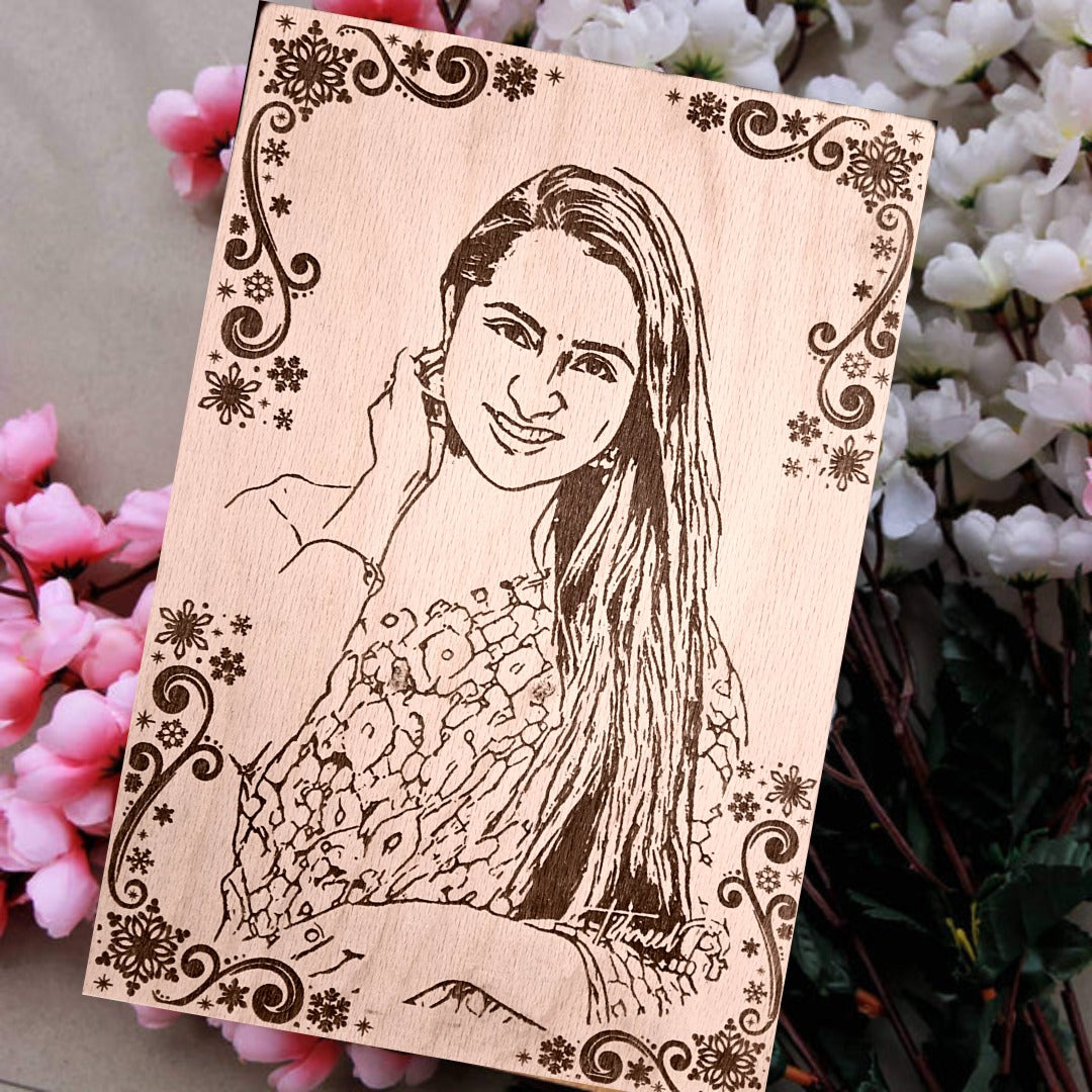 Wooden Engraved frame - Design 6