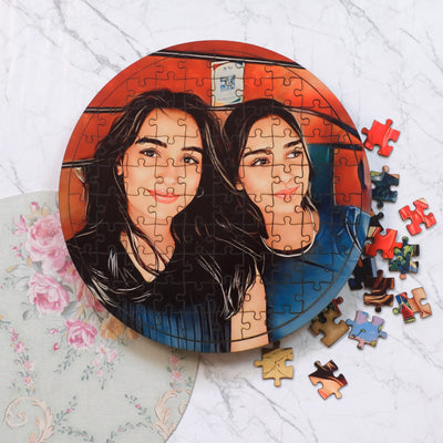 Personalized Puzzle Painting- Vintage Retreat (Circle) | Wooden Puzzle