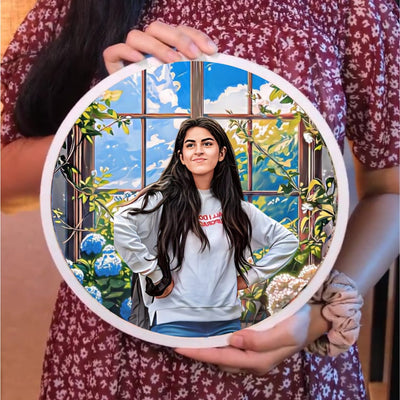 Wooden Painting Frame Circle (Morning Bloom)