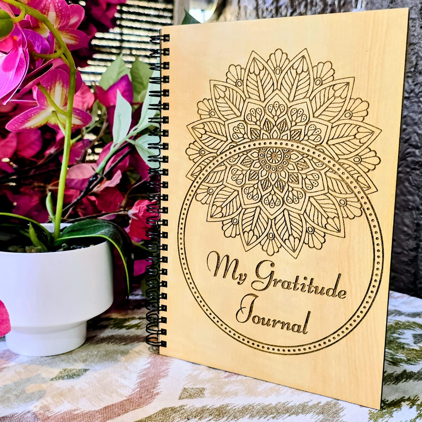 Handcrafted Wooden Gratitude Journal | Mindfulness & Self-Care Diary