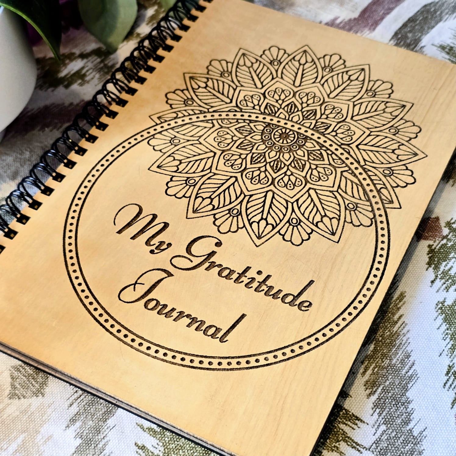 Handcrafted Wooden Gratitude Journal | Mindfulness & Self-Care Diary