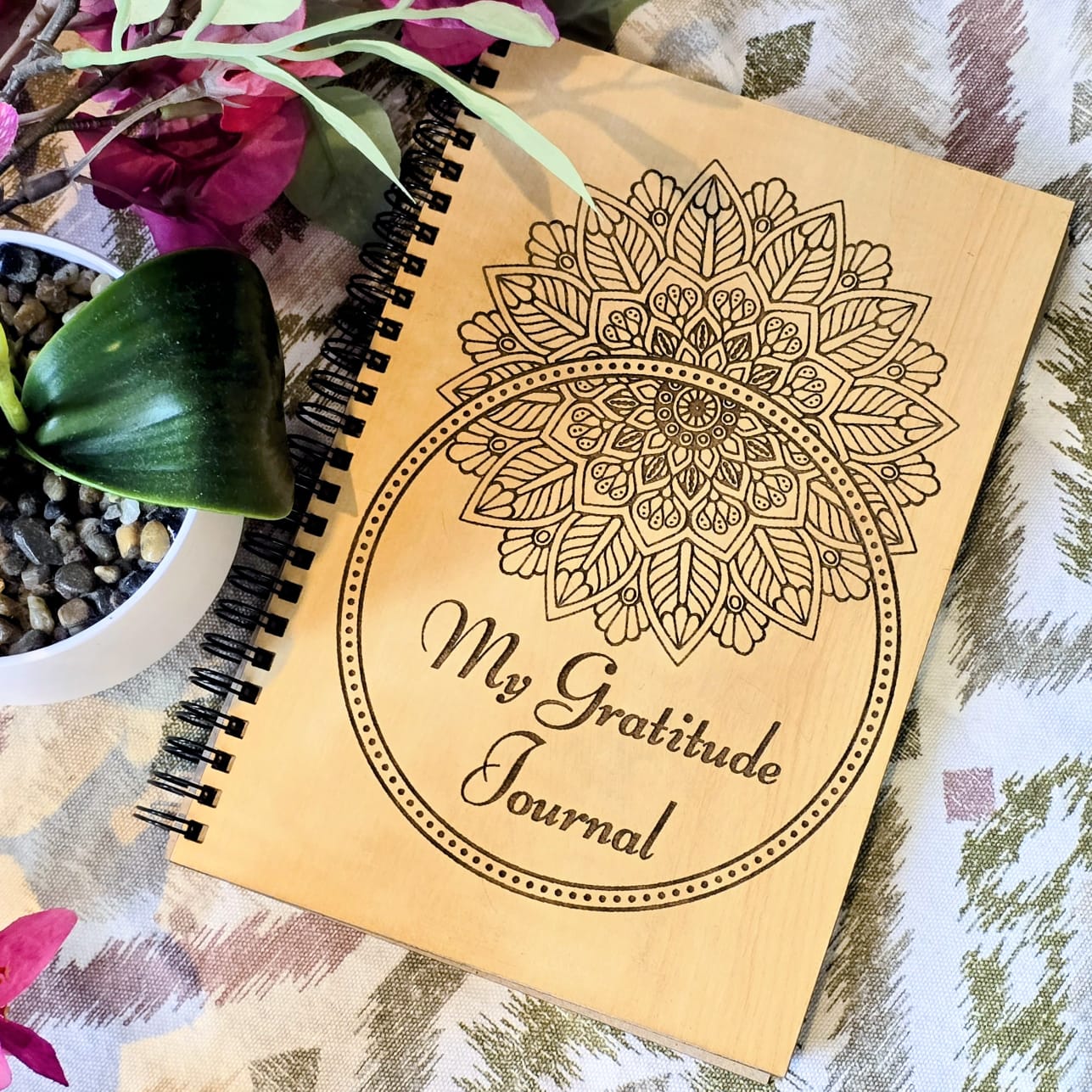 Handcrafted Wooden Gratitude Journal | Mindfulness & Self-Care Diary
