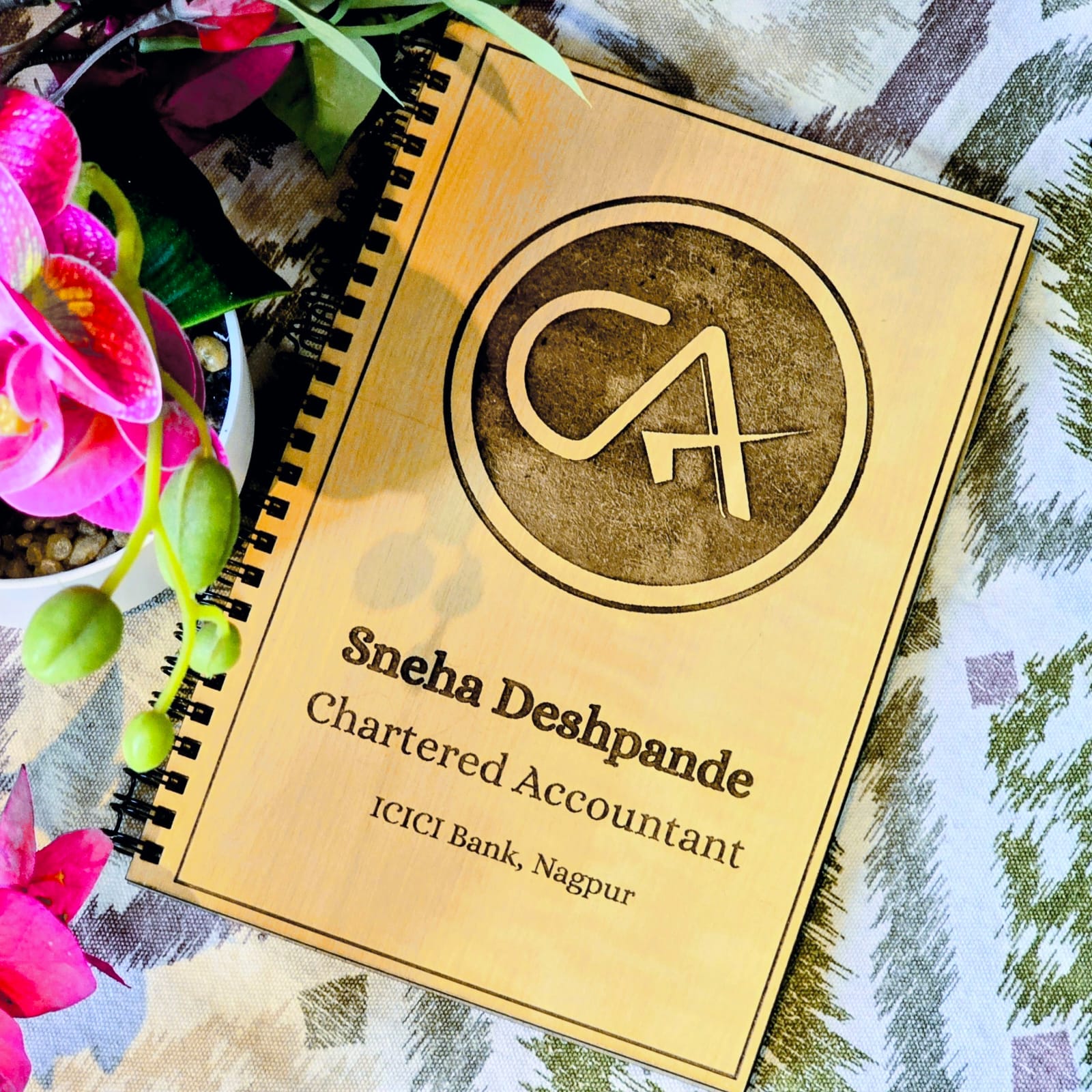 Personalized Handcrafted Professional Wooden Diary with Designation | Premium Work Journal