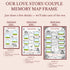 Memory map frames for couples with customizable details on a beige background