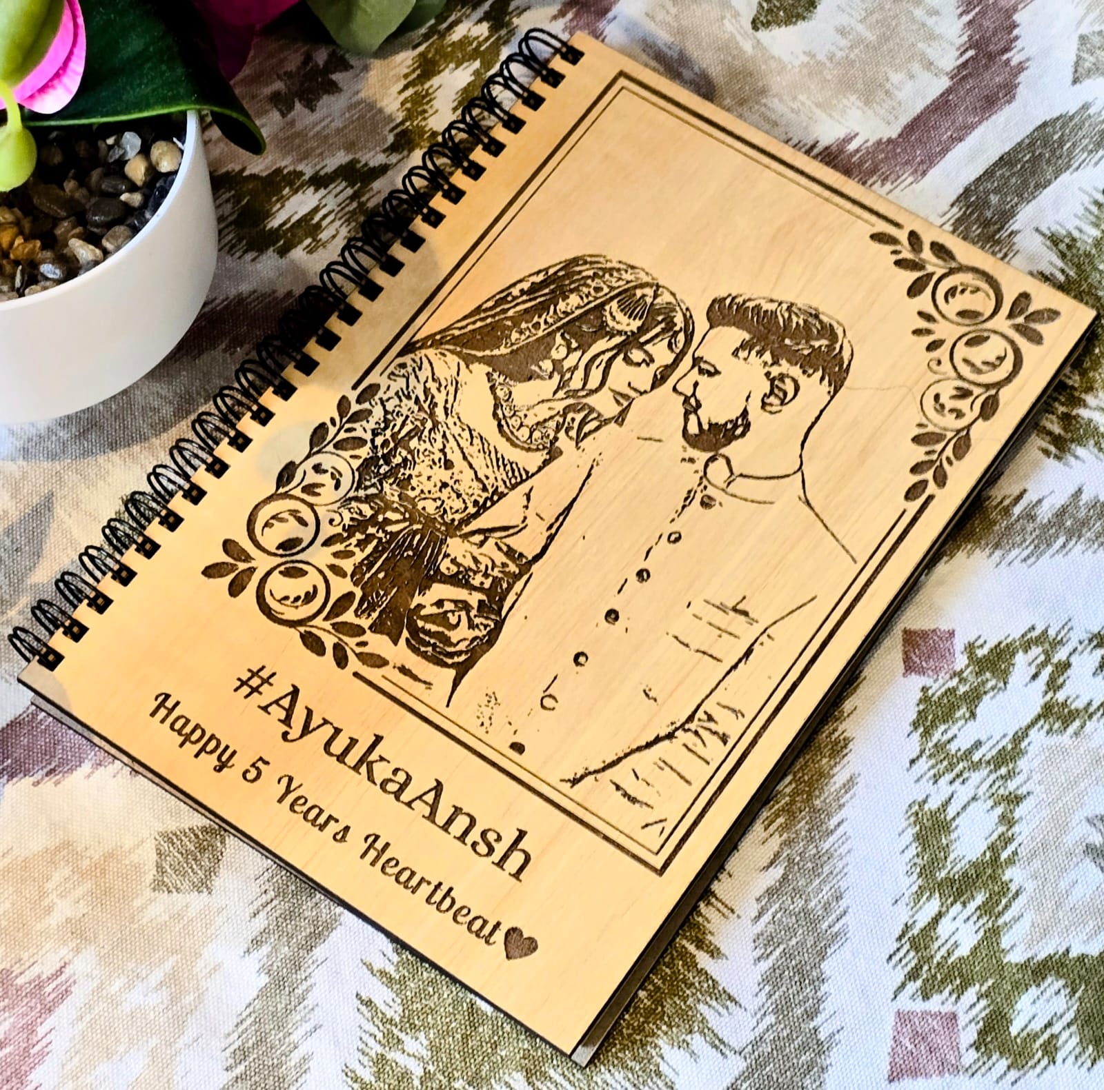 Personalized Couple Wooden Diary | Anniversary & Love Memory Journal