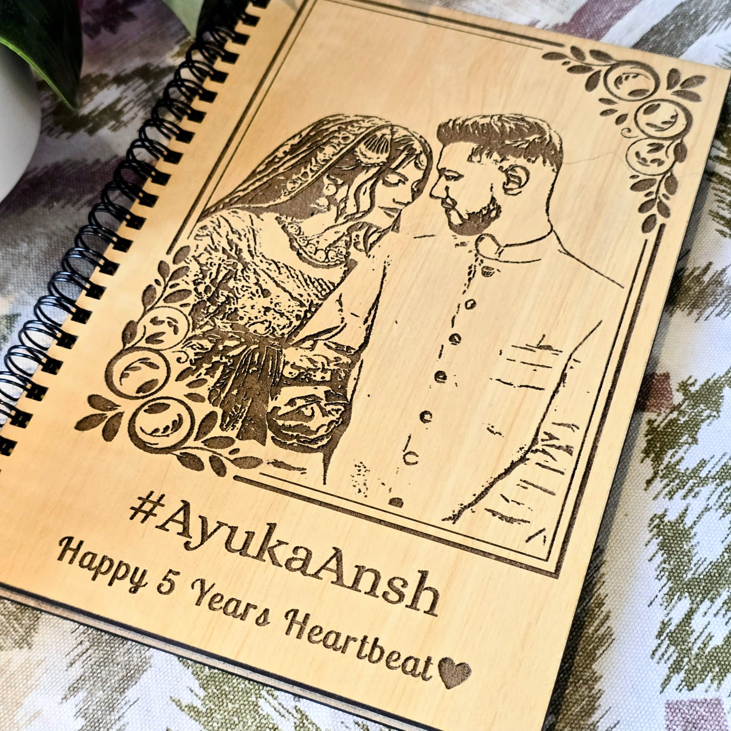 Personalized Couple Wooden Diary | Anniversary & Love Memory Journal