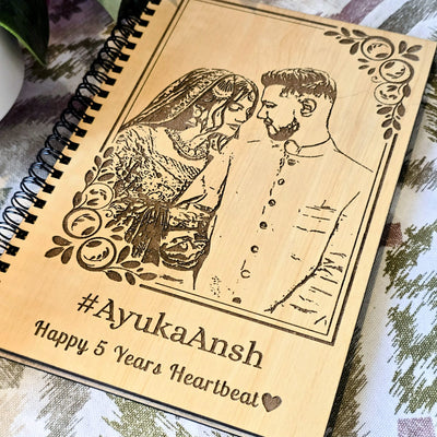 Personalized Couple Wooden Diary | Anniversary & Love Memory Journal