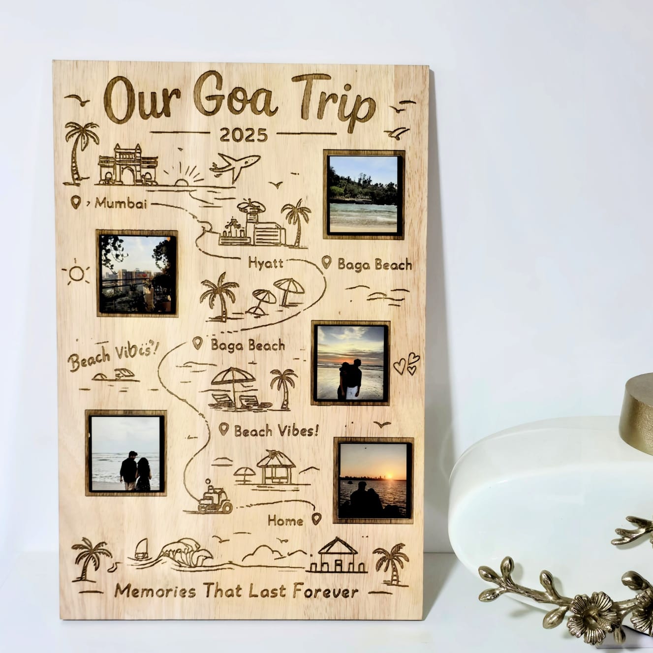 Personalized Travel Itinerary Wooden Frame | Custom Travel Souvenir Wall Decor