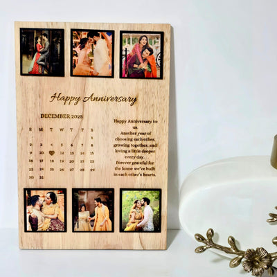 Personalized Anniversary Calendar Wooden Frame | Custom Photo Anniversary Gift