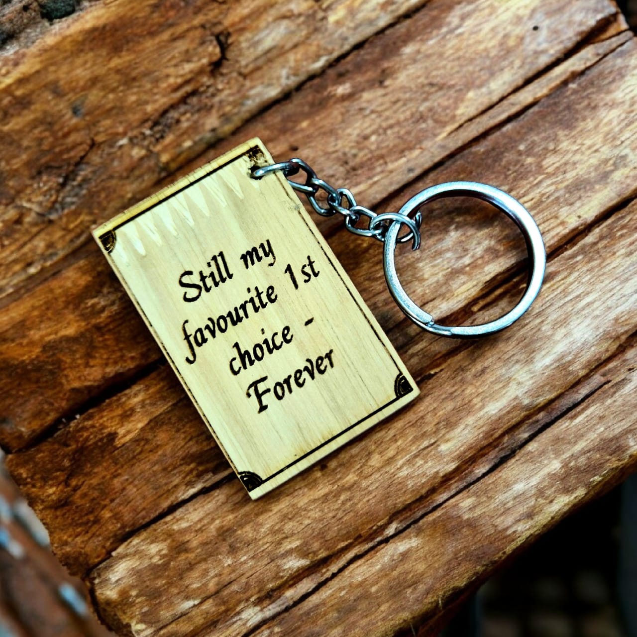 Personalized Photo Engraved Wooden Keychain | Custom Name Keychain Gift