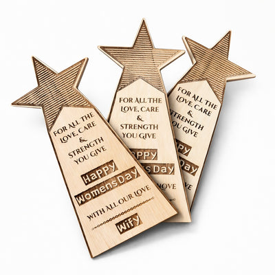 Personalized Wooden Women’s Day Trophy with Custom Message