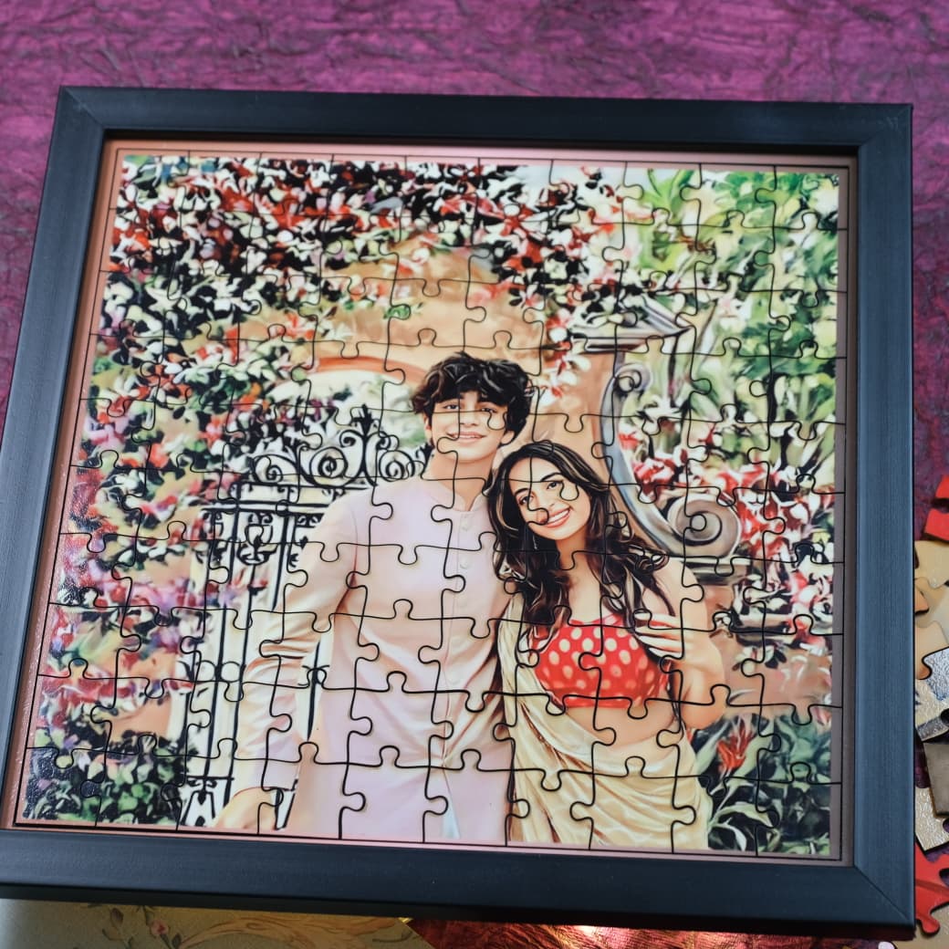 Personalized Puzzle Painting- Floral Fantasy | Framed Puzzle | Wooden Puzzle