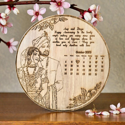 Personalized Wooden Carved Circle Frame – Birthday & Anniversary Gift