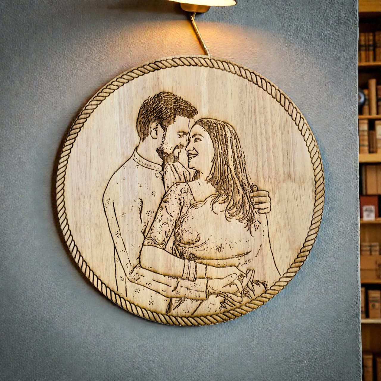 Personalized Wooden Carved Circle Frame – Birthday & Anniversary Gift