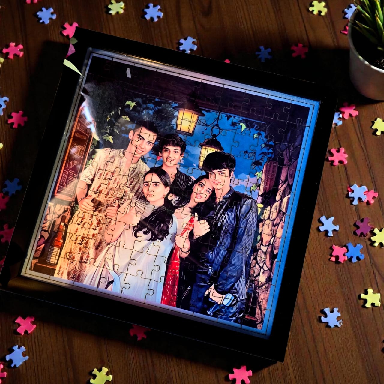 detailed wooden puzzle pieces, personalized photo painting puzzle gift idea