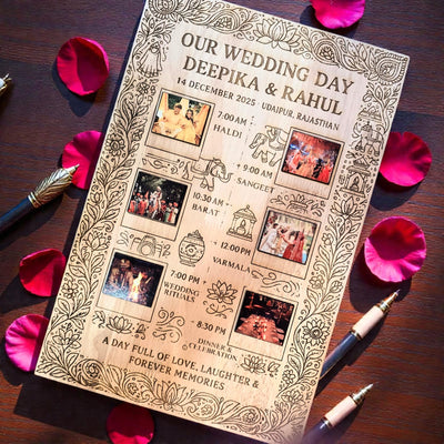 Personalized Wedding Day Timeline Frame | Customized Wooden Wedding Memory Frame