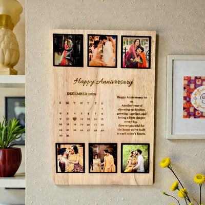 Personalized Anniversary Calendar Wooden Frame | Custom Photo Anniversary Gift
