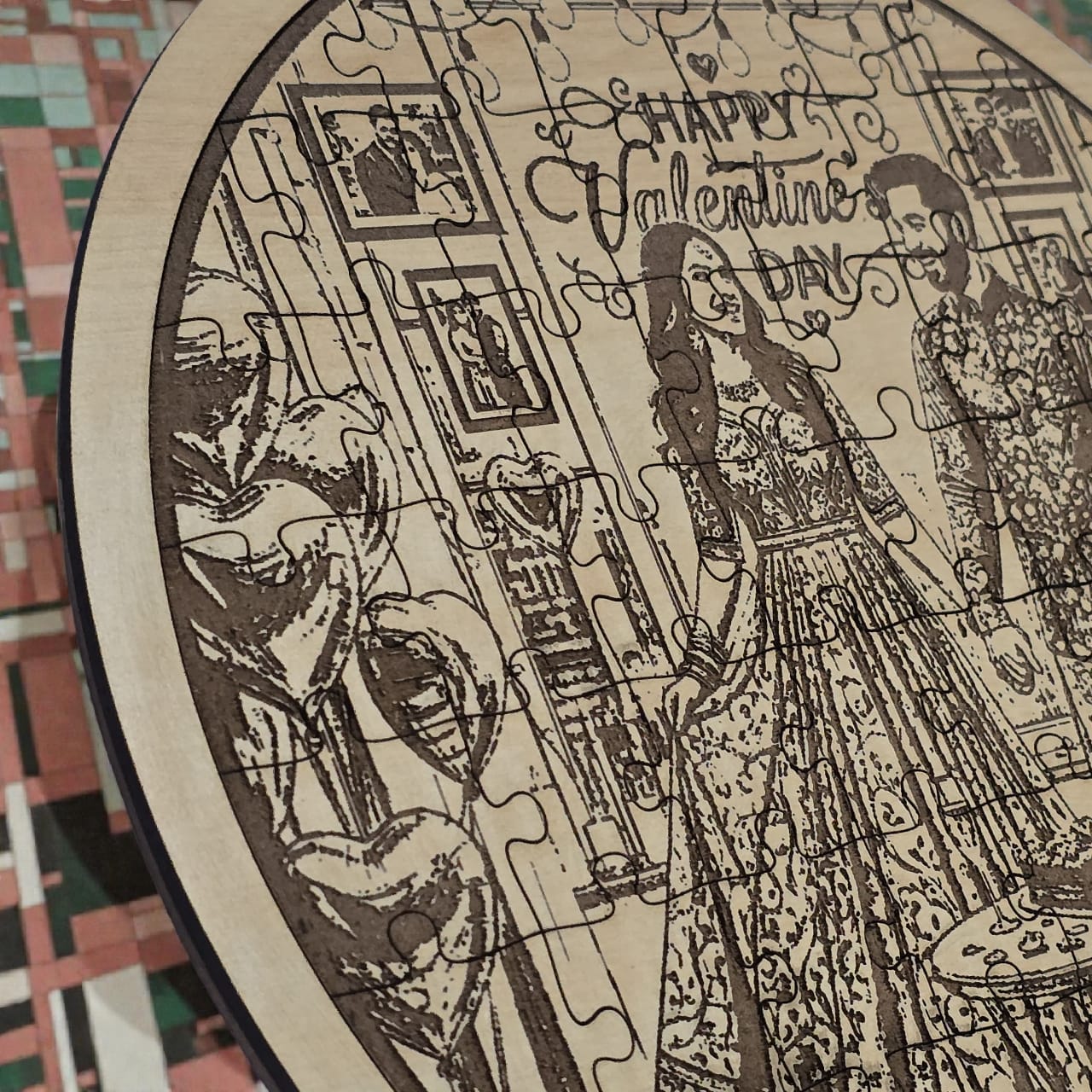 Customized Wooden Carved Puzzle Circle Shape