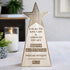 Personalized wooden Women’s Day trophy stand made from premium rubber wood with custom engraved message