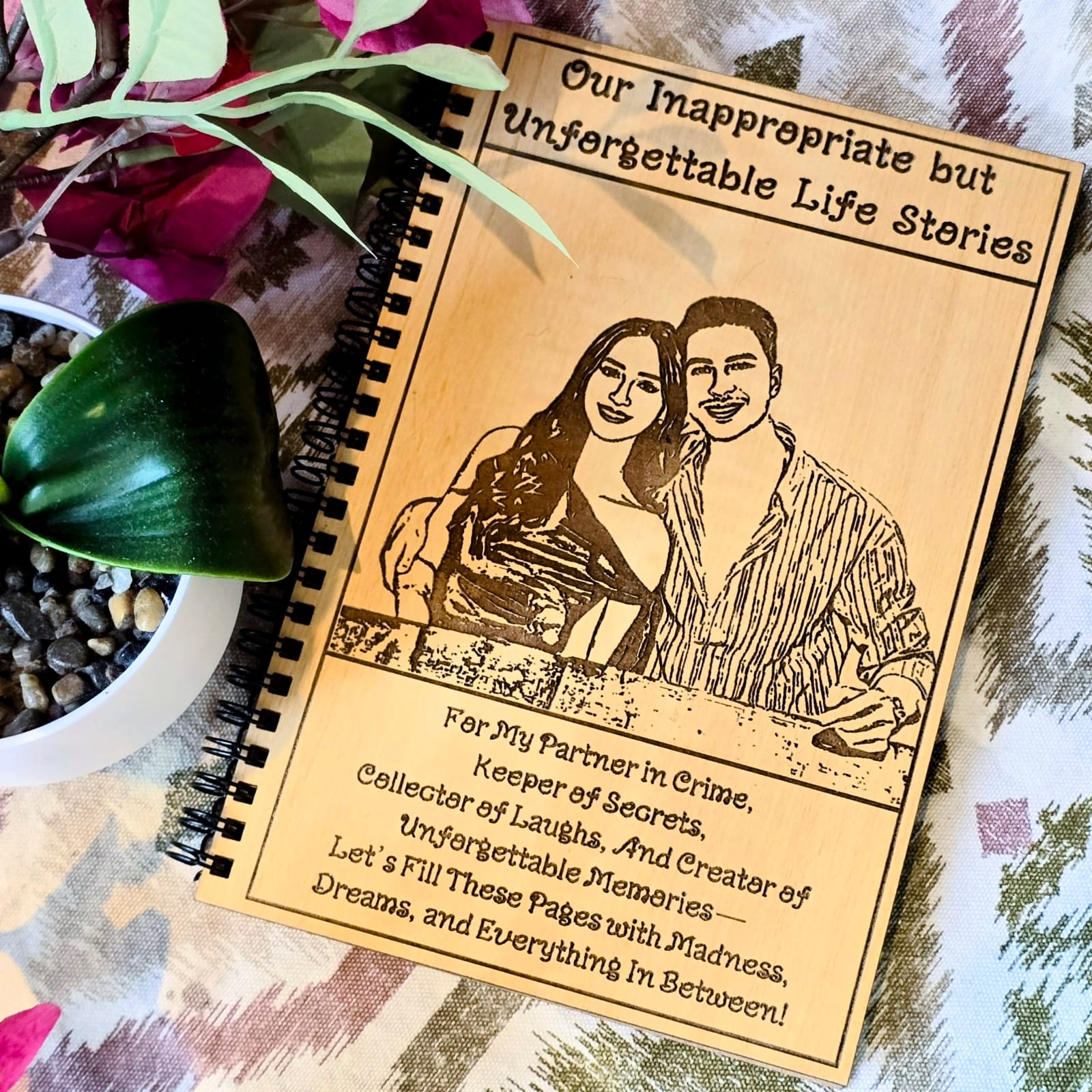 Personalized Wooden Couple Diary | Our Unforgettable Life Stories Journal